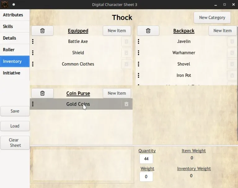 A 5e character sheet, third view