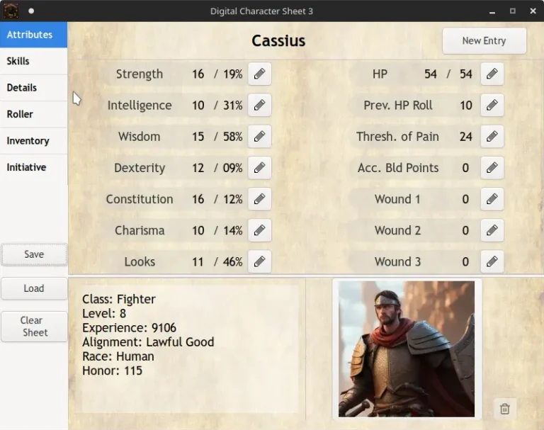 Attributes tab