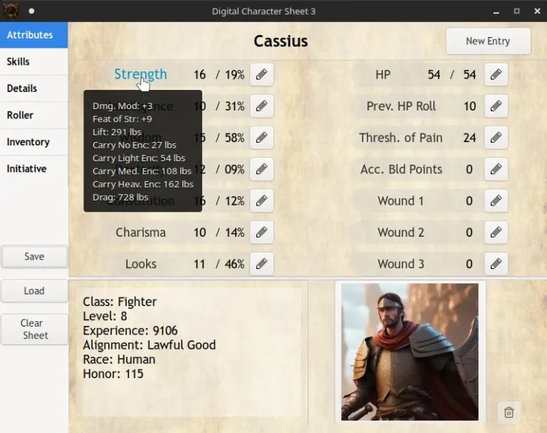Attributes tab, second view