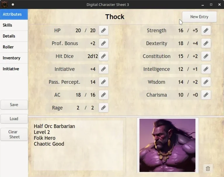 Attributes tab, third view